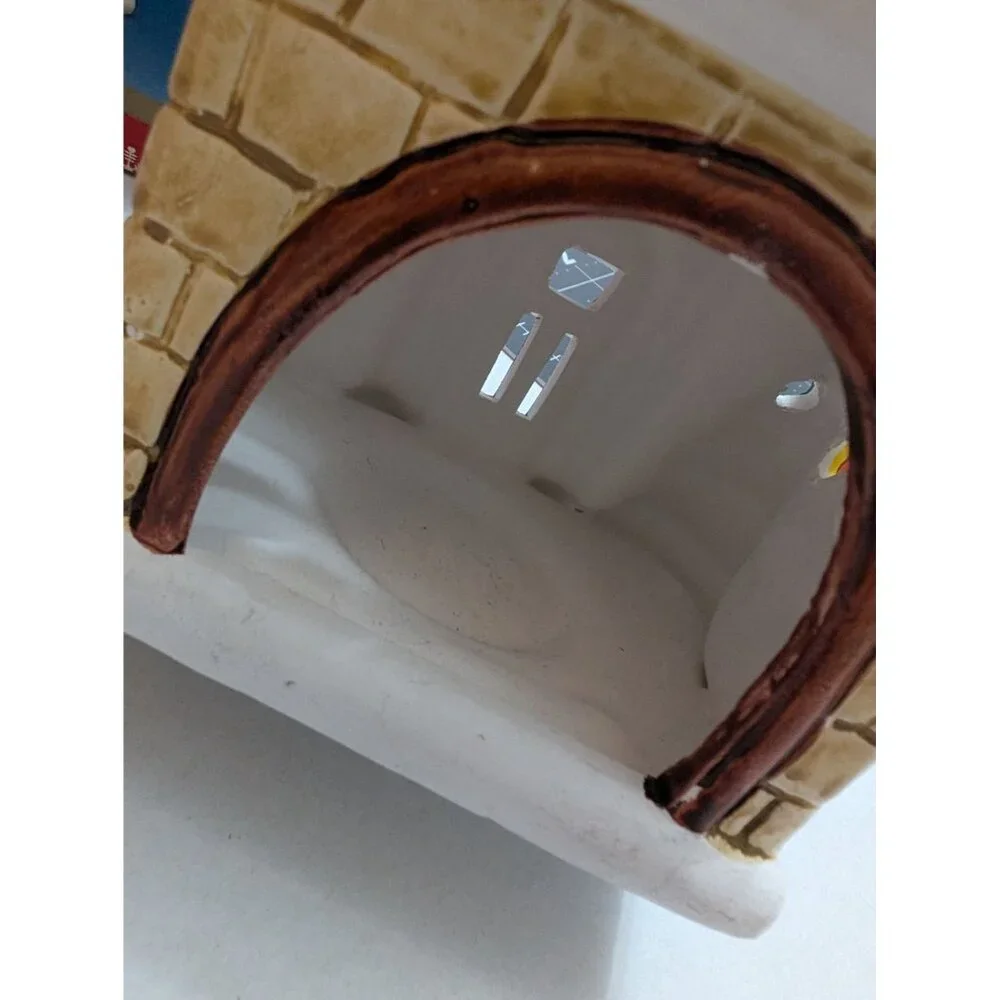 Russ‎ Berrie Snow House Votive Candle Holder w/ box 1980s Holiday Christmas vtg